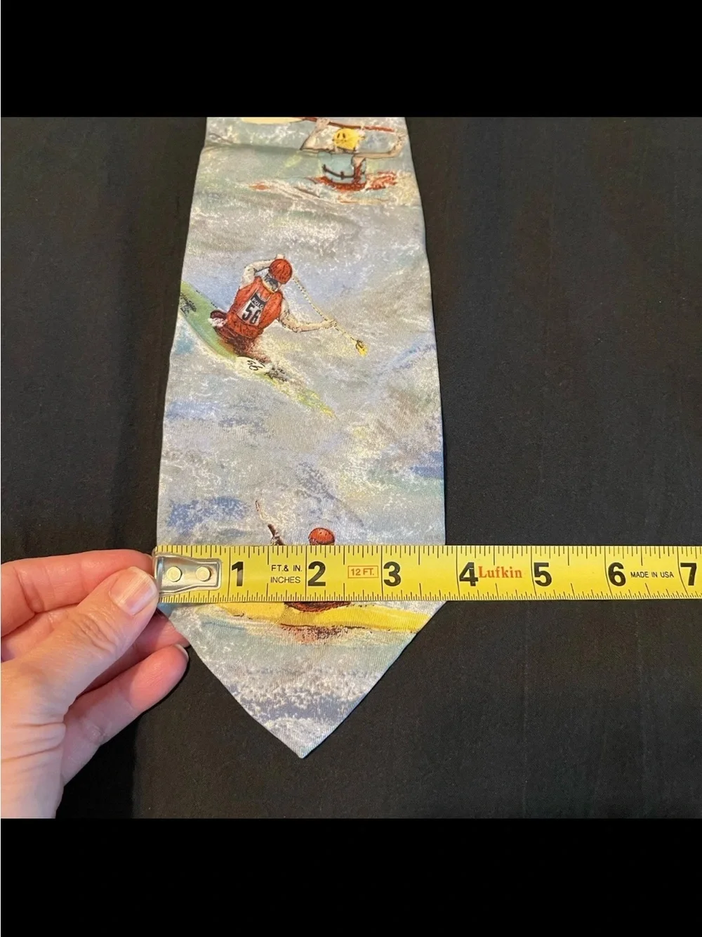 Vintage Polo Ralph Lauren Silk Necktie Handmade White Water Rafting Kayak Tie